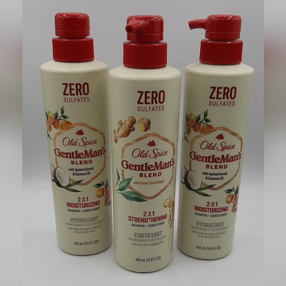 Old Spice GentleMan's Blend Shampoo With Green Tea & Ginger 2 in 1 Lot of 3